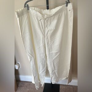 Cream Flowing Swim Petite Coverup Pants with Relaxed Fit